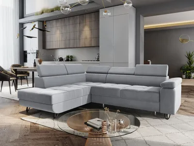 Produktbild von FURMEB24 ECKSOFA CAPRI mit schlaffunktion links 249x184 cm HELLGRAU