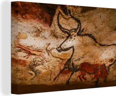 Zdjęcie produktu dla OneMillionCanvasses® - Obraz na płótnie - 140x90 cm, Rysunki jaskiniowe w jaskiniach Lascaux we Francji, Dekoracja ścienna - Zdjęcie na płótnie - Obraz na płótnie
