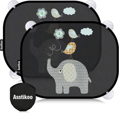 Produktbild von Auto-Sonnenschutz für Babys, UV-Schutz, 45 x 35,5 cm, 2er Set, mit 8 Saugnäpfen, für unterwegs