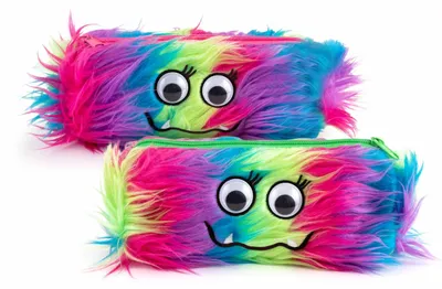 Image de Trendhaus HERBS Pencil-Case, 2 fois assorti Un Pencil-Case monstrueux avec des yeux qui bougent et une fourrure fluo duveteuse en 100% P 963932