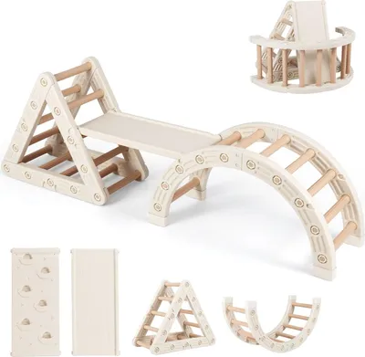 Produktbild von 5-in-1 Kletterset für Kinder mit Rutsche und verstellbarer Rampe