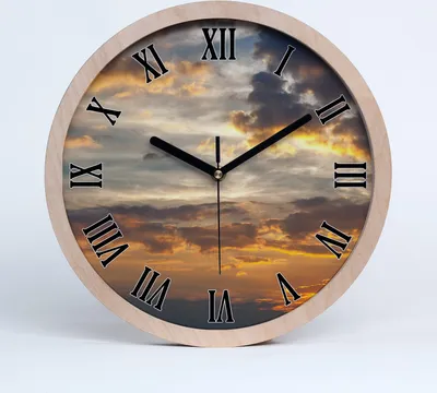 Produktbild von Holzuhr 25fi cm wanduhr - schwarze Spitzen - Sonnenuntergang