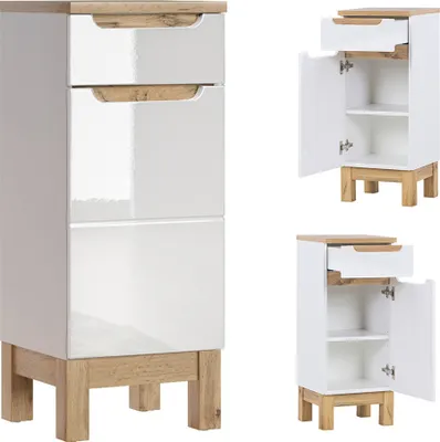 Produktbild von Badmöbel Unterschrank SOLNA-56 inkl. Standfüßen, Hochglanz weiß, B x H x T ca. 35 x 86 x 33cm