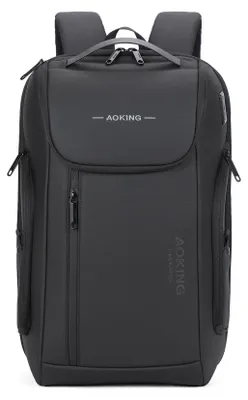 Productafbeelding van Uni zwarte rugzak van polyester met rits en multifunctionele vakken, 47,5 cm