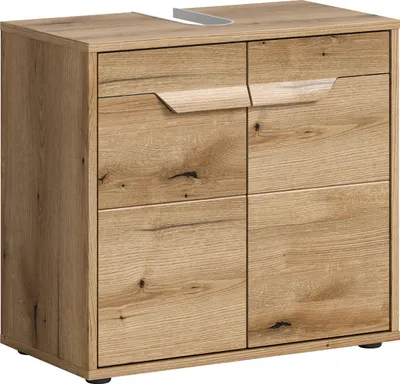 Obrázek produktu pro Rootz Evoke Oak – skříňka pod umyvadlo – koupelnová skříňka – vzhled přírodního dřeva – 64 cm x 60 cm x 34 cm