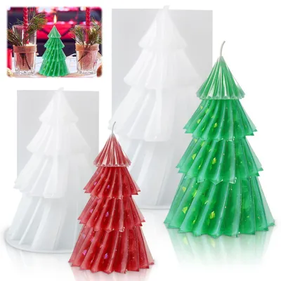 Produktbild von 2 Stück Silikonformen Gießformen Tannenbaum Origami-Textur