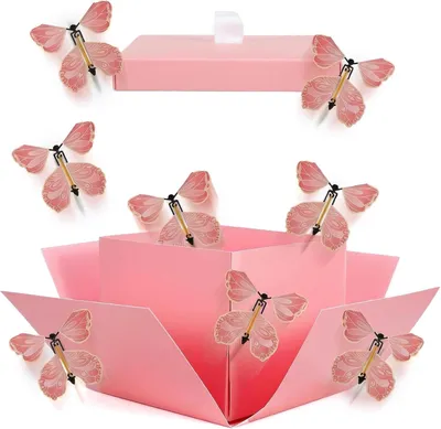 Produktbild von Schmetterlings-Überraschungsbox – Geschenkbox mit fliegenden Schmetterlingen – Kreative Geschenkverpackung – für Geburtstag, Valentinstag, Hochzeit
