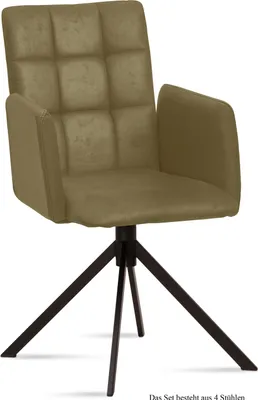 Produktbild von Armlehnstuhl (4er-Set) Drusi 52x91x60 Schwarz/Olivgrün