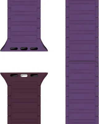 Produktbild von Nexus Armband für Apple Watch SE/10/9/8/7/6/5/4/3/2/1, Magnet Silikon Loop Band mit Rillendesign - 38/40/41/42mm Beerenviolett