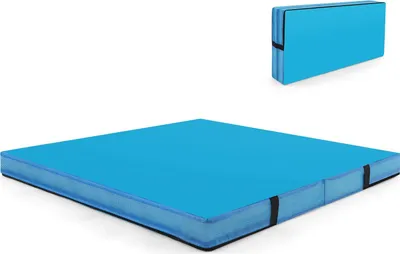 Produktbild von GOPLUS klappbare Turnmatte, 122 x 122 x 10 cm, Gymnastikmatte aus Kunstleder, Fitnessmatte mit Griffen & Reißverschluss, Trainingsmatte für Taumel