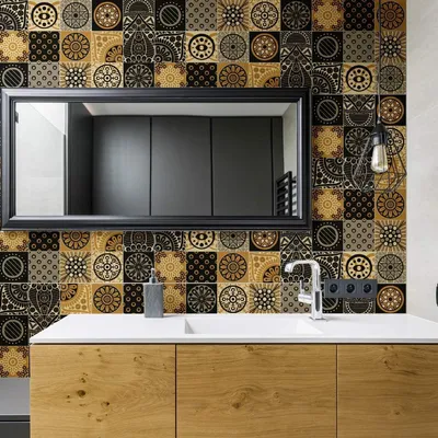 Productafbeelding van Tegelstickers Zelfklevend - Muurstickers Vloer - Keuken Badkamer - Betonlook Design - 20 x 20 cm - Multicolor
