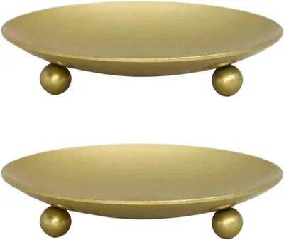 Produktbild von Set mit 2 Kerzenhaltern für Stumpenkerzen, aus Eisen, Vintage-Kerzenplatte, Metall-Kerzenständer