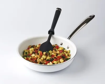 Image de Mastrad spatule de cuisine en silicone debout, spatule, grattoir de cuisine, ustensile de cuisine, silicone, acier inoxydable, noir, F19400