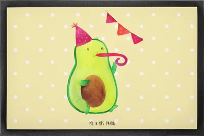 Produktbild von Mr. & Mrs. Panda Bodenvorleger Avocado Party 60 x 90 cm - Gelb Pastell - Geschenk, Sauberlaufmatte, Fußabtreter, Türmatte, Avocados, Geburtstag, Happy Birthday, Feier