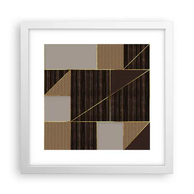 Produktbild von Gerahmtes Poster - Weißer Rahmen - Rechtecke Quadrate Braun - 30x30 cm - Wand Bild - Wanddeko - Wandbilder - Kunstposter - Wandposter - Bilderrahmen - Bilder - Kunstdruck - P2WAC30x30-4610