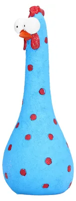 Imagen del producto de Estatua de gallina de cuello largo, micro paisaje, figura de animal de resina hecha a mano, para decoración de jardines y patios. Color azul
