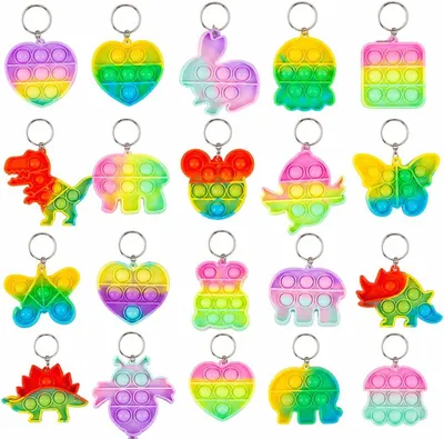 Obrázok produktu pre Kľúčenky s motívmi pre deti – sada 20 kusov – mini fidget hračky – balenie – darčeky na oslavy pre deti
