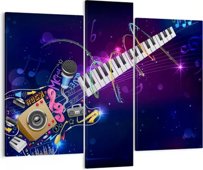 Produktbild von Bild auf Leinwand - Leinwandbild - Gitarre Instrument Musik Notiz - 95x80cm - Wand Bild - Wanddeko - Leinwanddruck - Bilder - Kunstdruck - Wanddekoration - Leinwand bilder - Wandkunst - CB95x80-2724