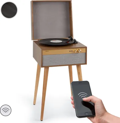Produktbild von Auna Plattenspieler mit Lautsprecher, Plattenspieler mit Bluetooth & Standfüßen, Retro-Schallplattenspieler mit Bluetooth Transmitter & Receiver, Moderner Vinyl-Plattenspieler für Schallplatten