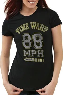 Produktbild von style3 Time Warp 88mph Damen T-Shirt Zukunft McFly Marty Gamer College, Farbe:Schwarz, Größe:M