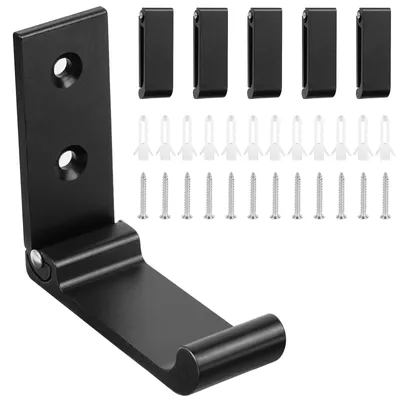 6er-Set Wandhaken, klappbar, 7,5 cm, schwarz, Metall