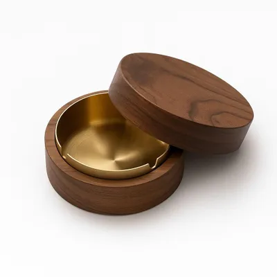 Produktbild von Aschenbecher mit Deckel - Drehaschenbecher - Windaschenbecher - Außenaschenbecher - Tischaschenbecher - Zigarettenaschenbecher - Mancave Deko