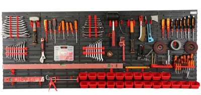 Immagine prodotto di Pannello portattrezzi per officina - parete portattrezzi - 200 x 80 cm - 23 ganci - sistema di stoccaggio per garage