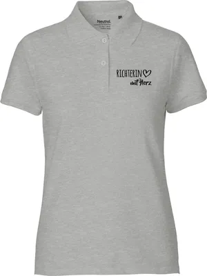 Produktbild von Huuraa Damen Polo Shirt Richterin mit Herz XS Sport Grey Bio Baumwolle Fairtrade Poloshirt Geschenkidee