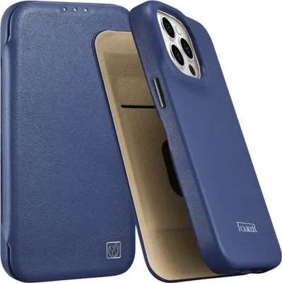 Produktbild von Icarer Ledertasche mit Magsafe für Iphone 14 Pro Blau