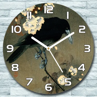 Produktbild von Wanduhr aus Glas Rund fi 30 Das Krähenbild Quarz Deko Schlafzimmer Büro