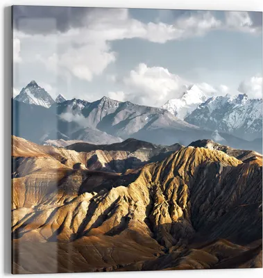 Produktbild von DEQORI Magnettafel Glas 50x50 cm 'Bergkettenpanorama' beschreibbar Whiteboard