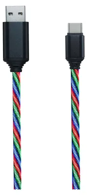 Produktbild von 2GO USB Datenkabel "Tricolor" LED-Beleucht. USB-C 3.1 1m