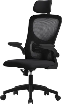 Obrázok produktu pre Ergonomická kancelárska stolička ML-Design, čierna, zo sieťoviny, s nastaviteľnou opierkou hlavy