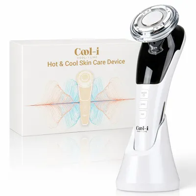 Produktbild von COOL-i® 5-in-1 Beautygerät – Für ergänzende Gesichtspflege mit EMS, Licht-, Wärme- & Kühlfunktion – Kabellos & kompakt für Zuhause (Weiß)