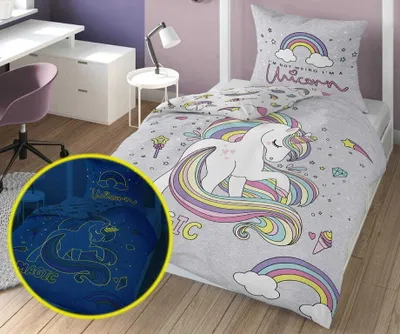 Immagine prodotto di 140x200 cotone Biancheria da letto Unicorno fosforescente