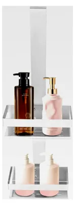 Produktbild von Hängende Duschablage aus Edelstahl ohne Bohren mit 2 Duschkörben, Badezimmerorganizer für Shampoo, Duschkorb zum Hängen in Schwarz und Silber