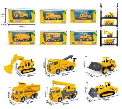 Produktbild von Metall Bauauto 8,5 cm – 6 verschiedene Modelle wie Bagger, Lader, Muldenkipper
