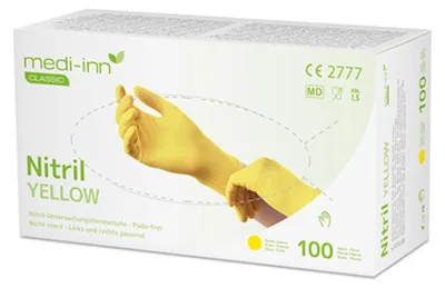 Produktbild von 100 "Medi-Inn® Classic" Handschuhe, Nitril puderfrei gelb "Nitril Yellow" Größe M