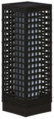 Obrázek produktu pro Solární venkovní lampa s designem imitujícím ratan | Barva: černá | Rozměry: 15,5 x 15,5 x 46 cm