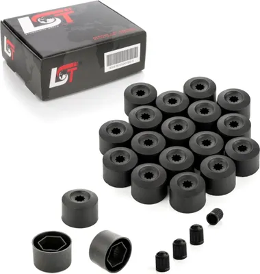 Produktbild von 20x Radschrauben Kappen Set 17 mm schwarz für JAGUAR DAIMLER MAYBACH MERCEDES