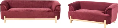 Produktbild von BELIANI 5-Sitzer Sofa Set Burgunderrot Chenille Stoffbezug mit Breiten Armlehnen Holzbeine Dicke Nähte Freistellbar Modernes Design Wohnzimmer Sitzgruppe