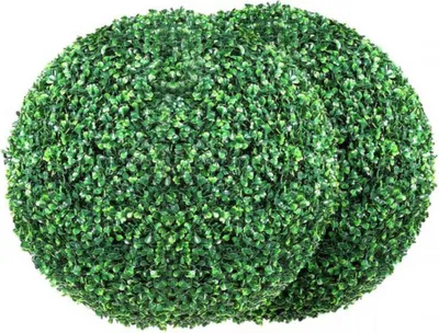 Produktbild von Kunst-Buchsbaum Set – 2er Set Ø40,6cm mit Blättern & Schmetterlingen – Für Innen & Außen – Dekorative Pflanze