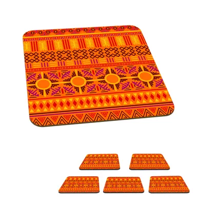 Obrázek produktu pro KitchenYeah® Skleněné podtácky Čtvercová sada 6 vzorů - oranžová - Sun 10x10 cm Podtácky na sklenice - Podtácky na nápoje - Ochrana desky stolu - Podtácky na šálky Stolní barové sklo