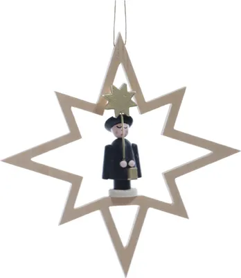 Produktbild von Christbaumschmuck Holzstern mit Kurrendesänger / Stern ø 12,5 cm NEU