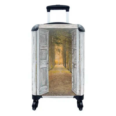 Produktbild von MuchoWow® Koffer Handgepäck Trolley Rollkoffer Kleine Reisekoffer mit 4 Rollen - Wald - Herbst - Ausblick - Cabin Size < 55x40x23 cm & 55x40x20 cm - Fotokoffer - Kabinenkoffer - Boardgepäck - Reise-Box - Reisekoffer - Reisegepäck - Koffer mit Bild - Trolley für Kinder