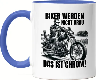 Produktbild von Biker werden nicht grau das ist Chrom Motorradfahrer Tasse Blau - Motorrad Fahren Geschenk