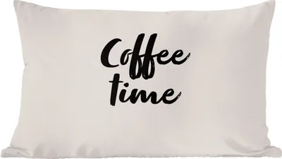 Produktbild von MuchoWow® Zierkissen Sofakissen Wohnzimmer Dekokissen 60x40 cm Zitate - Sprichwörter - Kaffeezeit - Kopfkissen - Polster mit Foto
