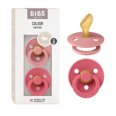 Produktbild von BIBS Colour Anatomical Schnuller 2er Pack, BPA-frei Dummy-Schnuller, Kiefergerechte Form. Naturkautschuk / Latex, Hergestellt in Dänemark, Größe 2 (6-18 Monate), Dusty Pink / Coral