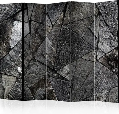 Produktbild von Akusticher Raumteiler Betonoptik Foto Paravent 225x172 cm beidseitig auf Vlies-Leinwand bedruckt Akustikschaum Trennwand Spanische Wand Sichtschutz Home Office Beton geometrisch f-B-0166-z-c