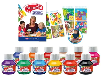 Produktbild von AquaTint Sparset 12 Flaschen Wasserfarben je 50 ml leuchtende Pigmente